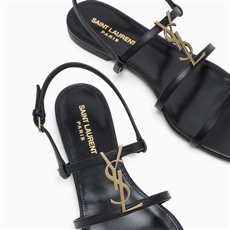 black sandals ysl|saint laurent cassandra flat sandals.